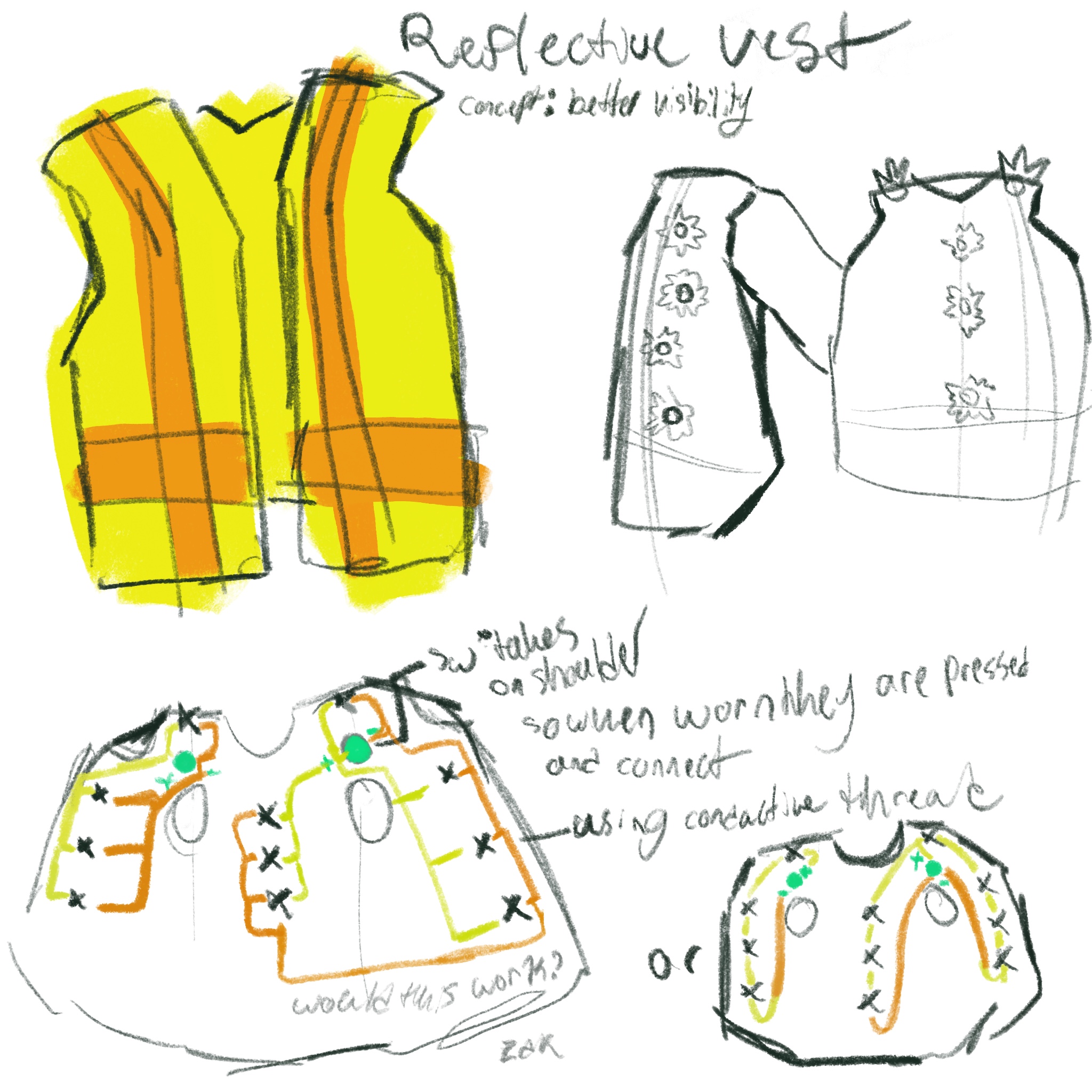 a reflective vest that lights up when being worn to improve visibility