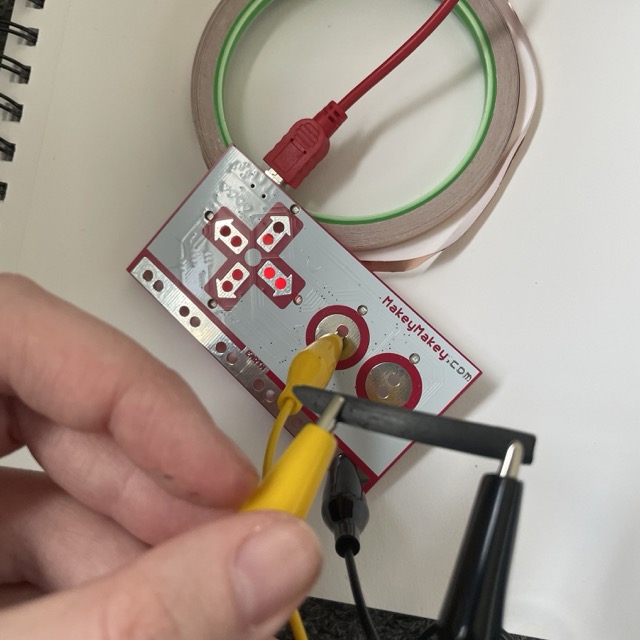 Once I saw the charcoal pencil was working I was curious if it was the charcoal itself that was conductive enough or if the pencil had some quantity of graphite in it so I grabbed a stick of pure willow charcoal and tried hooking it up to the makey makey. This gave me no response so I am assuming the pencil just has some amount of graphite in it.