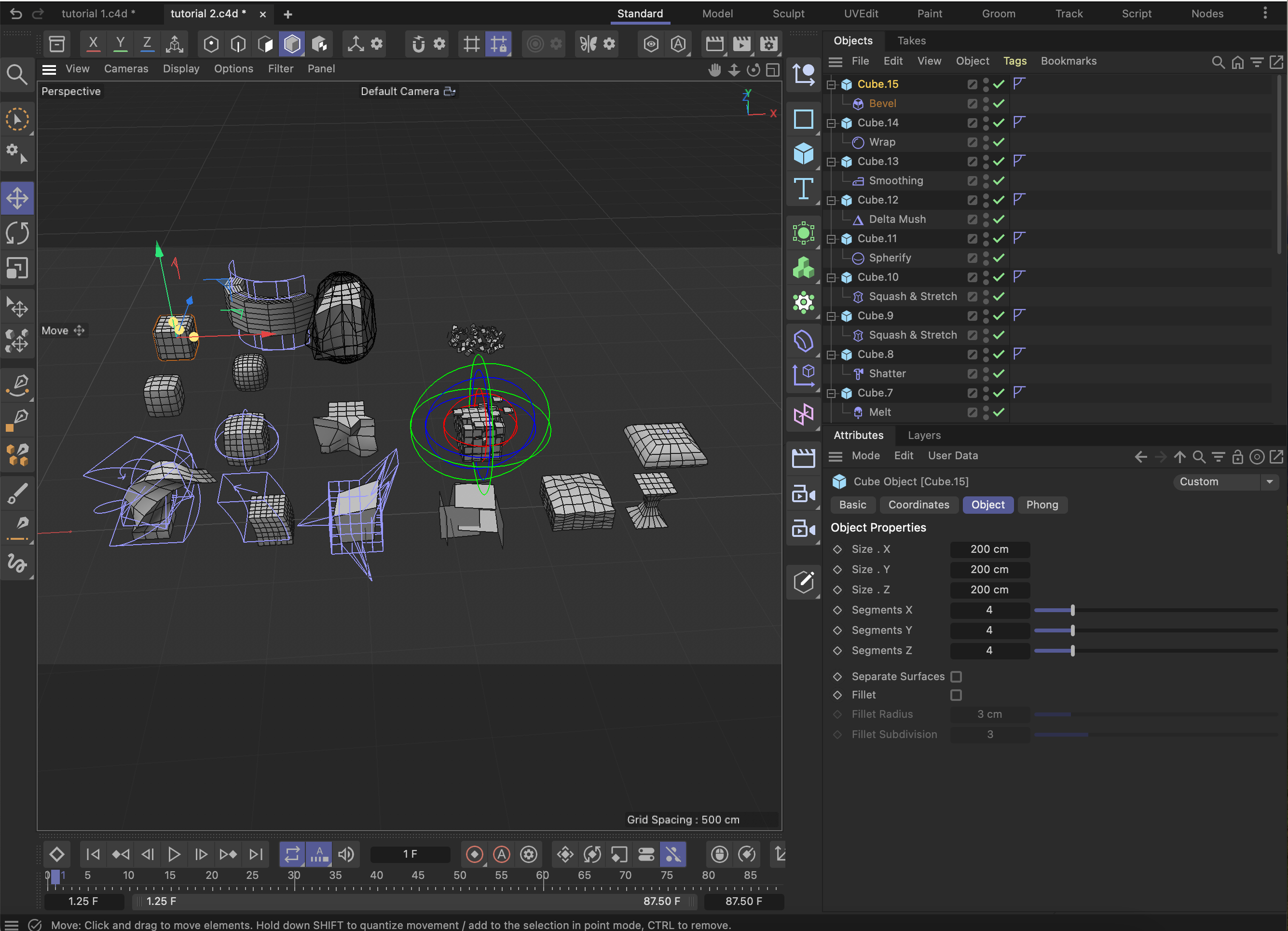 practicing with different deformers after the second tutorial to see what they all do.