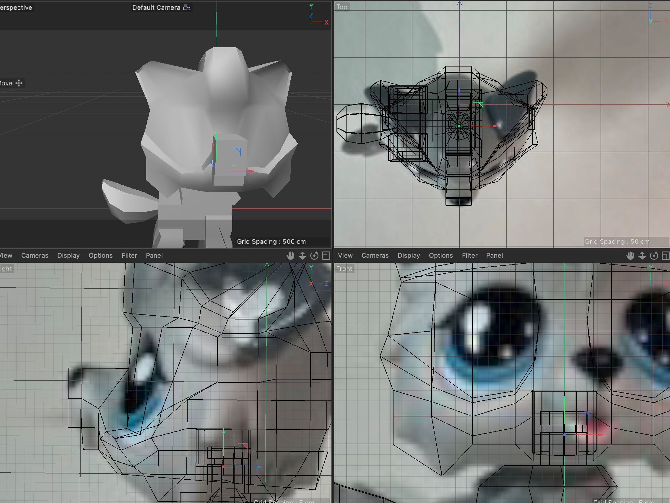 this is the structure of the head I wanted to sculpt on top of. This one caused significantly more issues than the body and I learned I needed more refinement before I moved on.