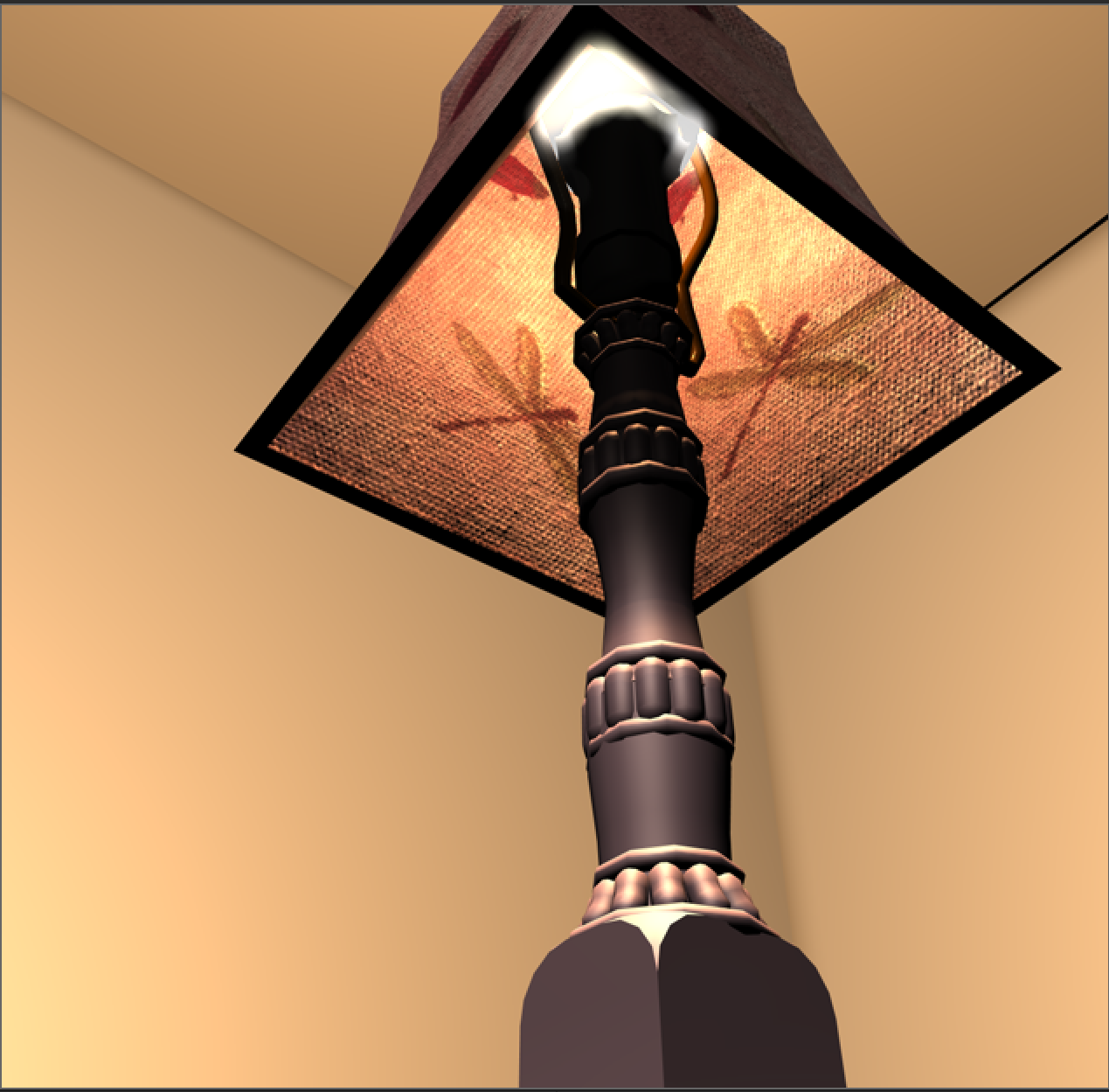 This image is showing me experimenting with the lamp being lit and looking at different texture features such as luminince and glow