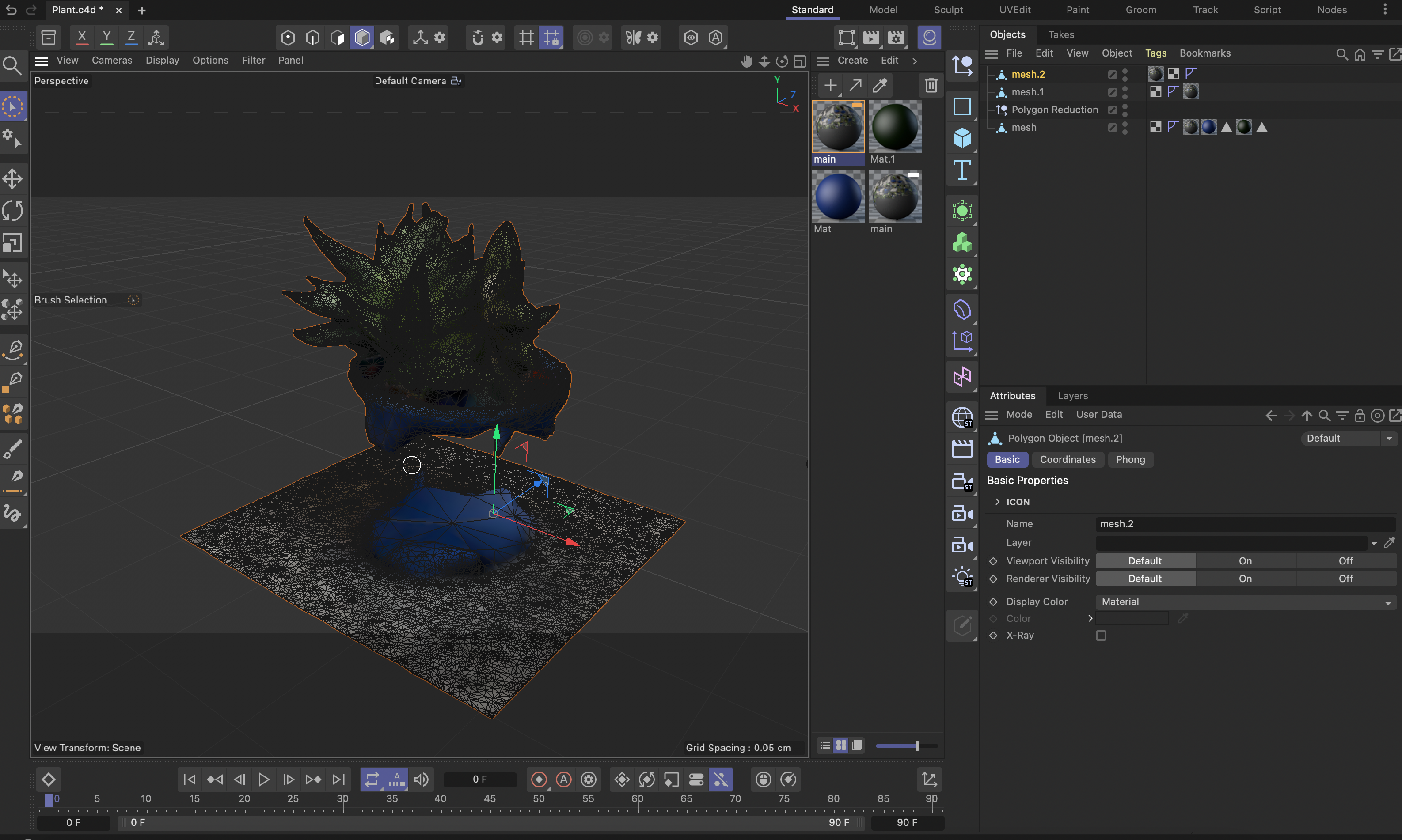 following along with tutorial 4 even though I think I will go the 3d printing route. This was the mesh when first brought into c4d. I did not use mesh mixer because I am still a bit concerned about the security risk.